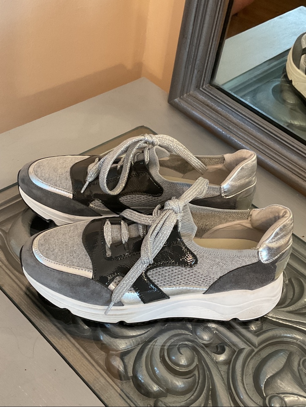 Vaddia US 9 EU 39 Bookie Women's Grey Mixed Material Athletic Sneakers